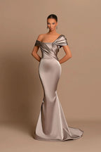 BMbride Modern Long Mermaid Off-the-shoulder Prom Dress With Train BMbride