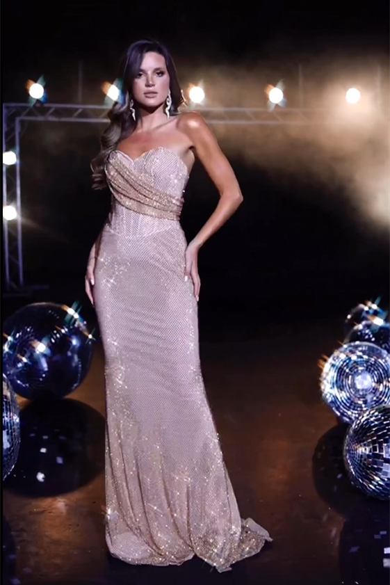 BMbride Modern Pink Off-the-shoulder Sequined Sleeveless Mermaid Evening Dress BMbride