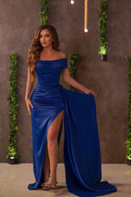 BMbride Modern Royal Blue Off-the-shoulder Split Front Mermaid Prom Dress BMbride