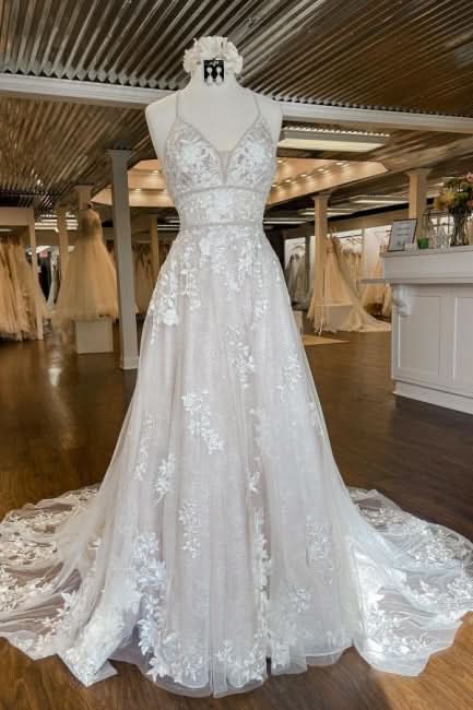 BMbride Modern Spaghetti Straps A-Line Wedding dresses With Lace BMbride