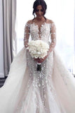 Off-the-Shoulder Deep V-Neck Wedding Dress with Overskirt BM bride