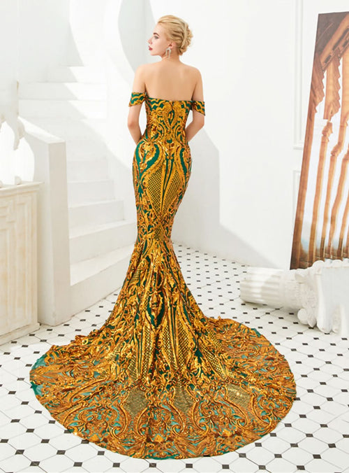 Off-The-Shoulder Sleeveless Mermaid Dress BMbride