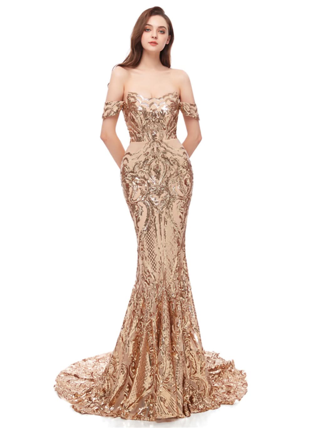 Off-The-Shoulder Sleeveless Mermaid Dress BMbride