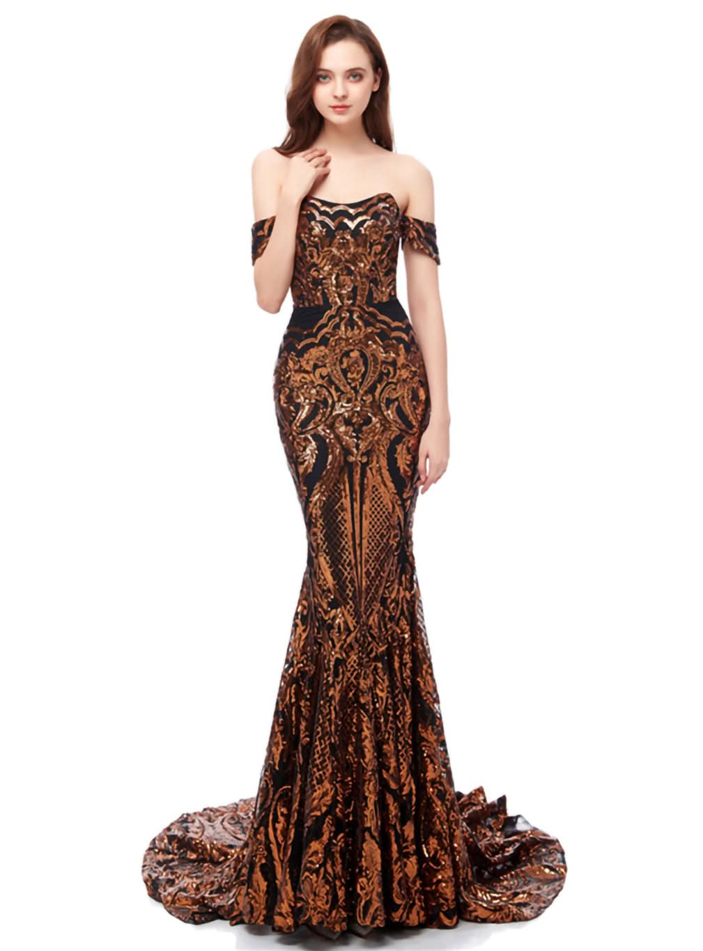 Off-The-Shoulder Sleeveless Mermaid Dress BMbride