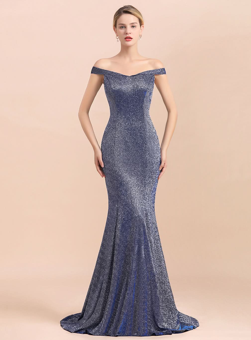 Off-the-Shoulder Sleeveless Mermaid Floor-Length Dress BMbride