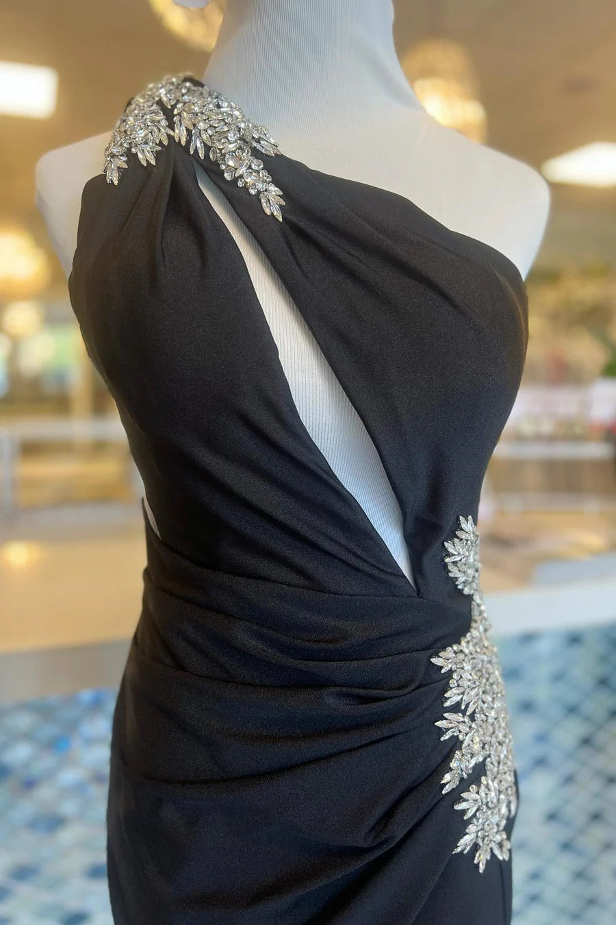 Chic One-Shoulder Pleated Satin Sheath Homecoming Dress BM bride