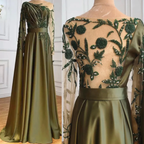 BMbride One Shoulder Evening Dress with Cape Long Sleeves BMbride