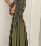 BMbride One Shoulder Evening Dress with Cape Long Sleeves BMbride