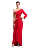 One-Shoulder Long Sleeves Ruffle Appliques Dress BMbride