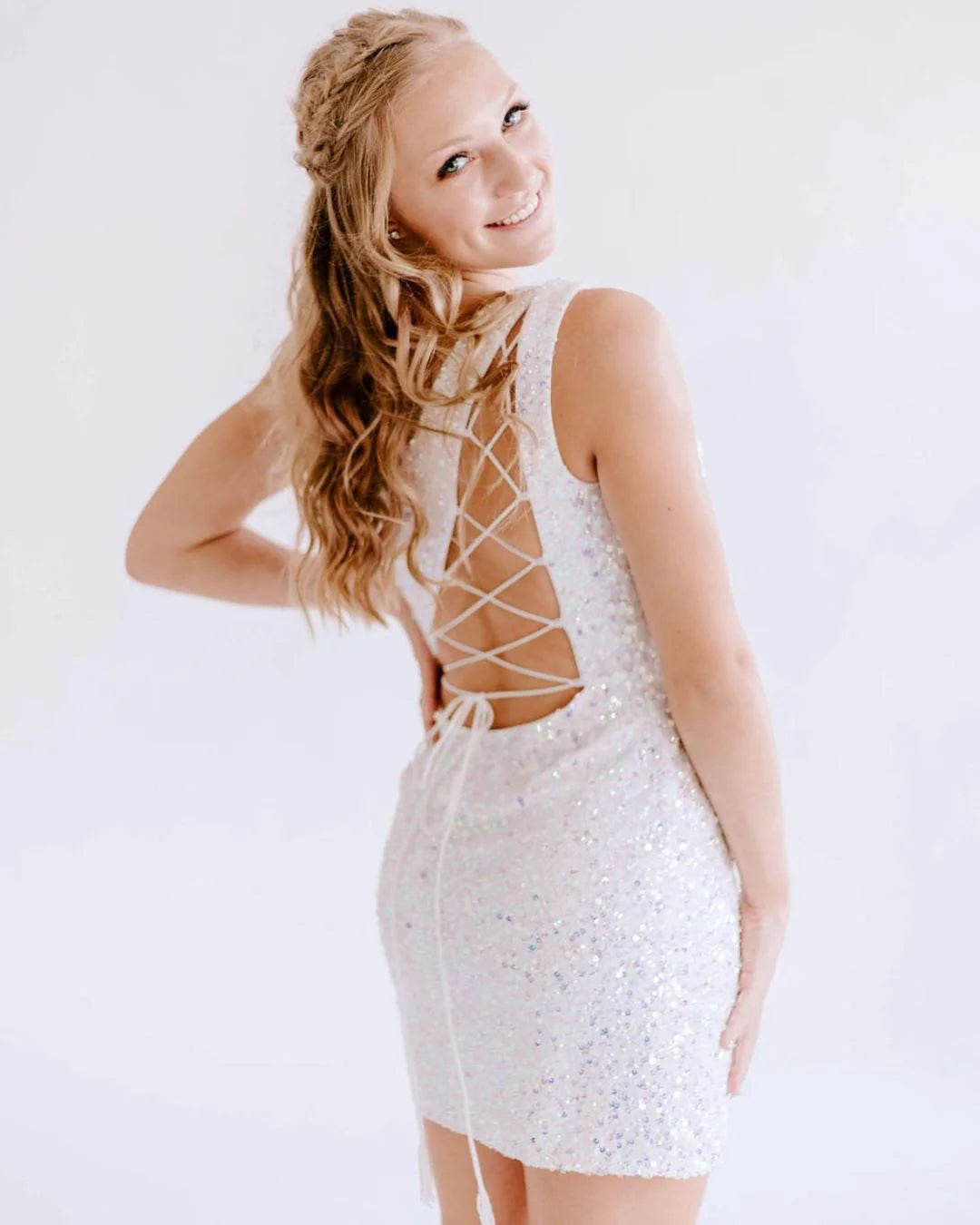 Chic Sheath Dark Blue Short Sequins Homecoming Dress BM bride