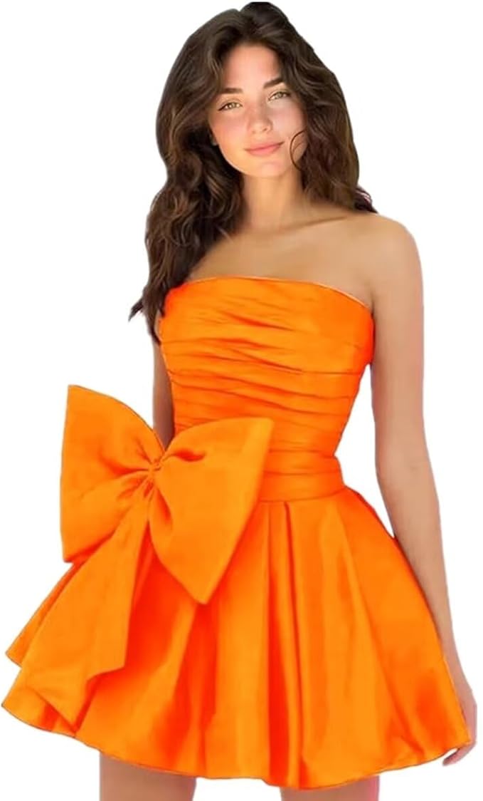 Simple Sleeveless Ruched Mini Homecoming Dress with Bow, Perfect for Any Party BM bride