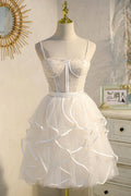 Lovely A-Line Spaghetti Strap Tulle Short Homecoming Dress BM bride