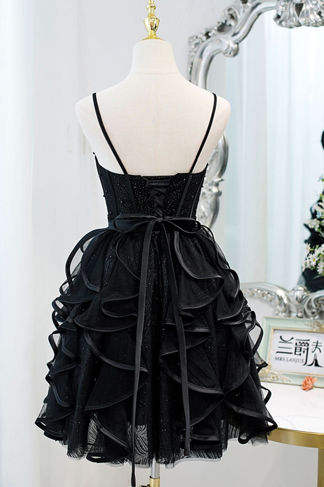 Lovely A-Line Spaghetti Strap Tulle Short Homecoming Dress BM bride