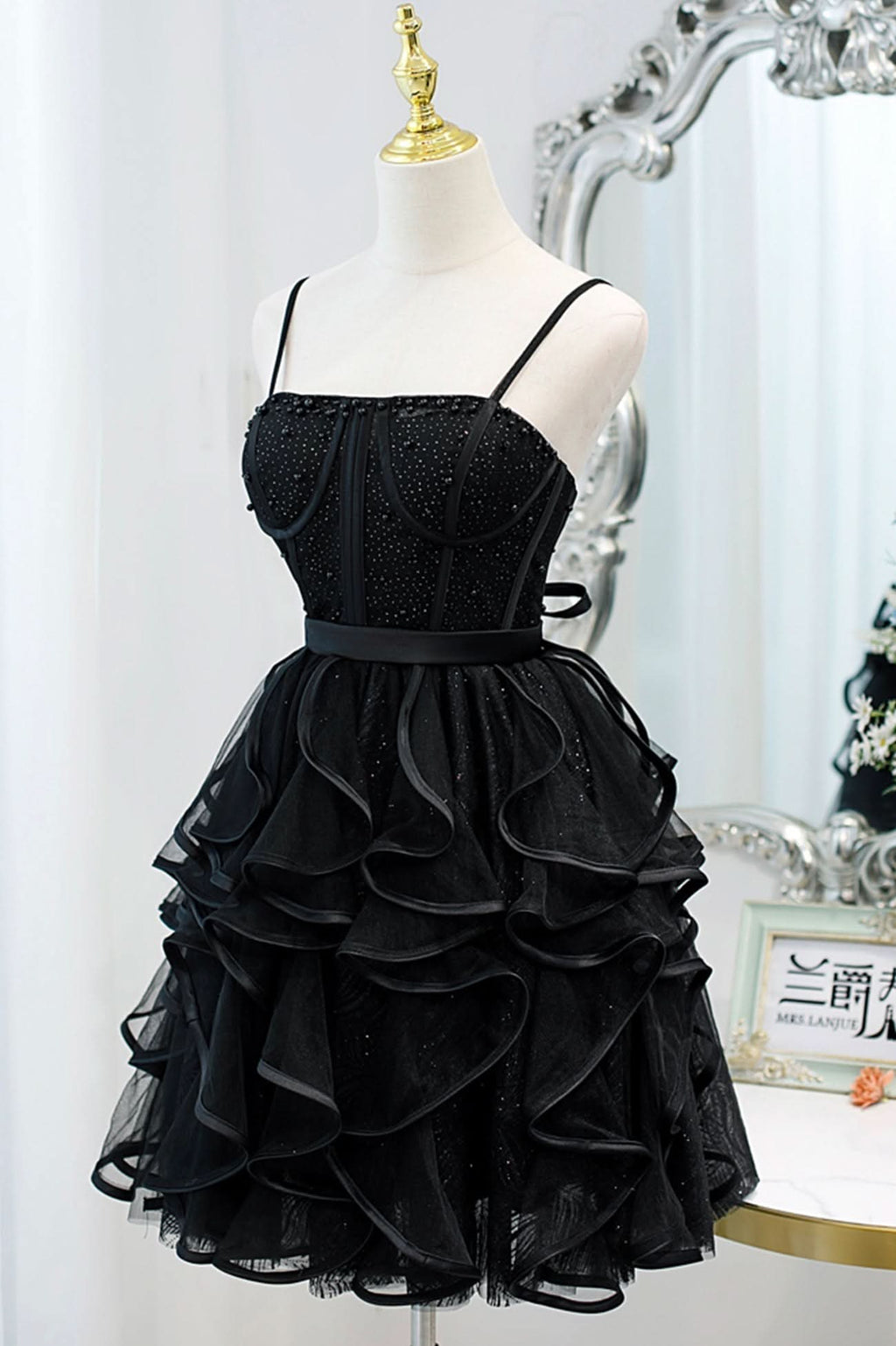 Lovely A-Line Spaghetti Strap Tulle Short Homecoming Dress BM bride