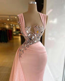 BMbride Pink Elegant Long Mermaid Prom Dresses With Glitter BMbride