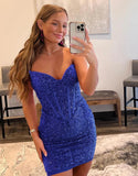 Cadence |Short Sheath Sequin Homecoming Dress BM bride