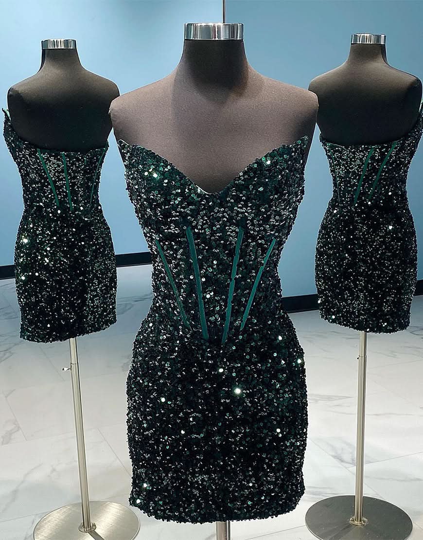 Cadence |Short Sheath Sequin Homecoming Dress BM bride