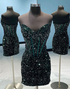 Cadence |Short Sheath Sequin Homecoming Dress BM bride
