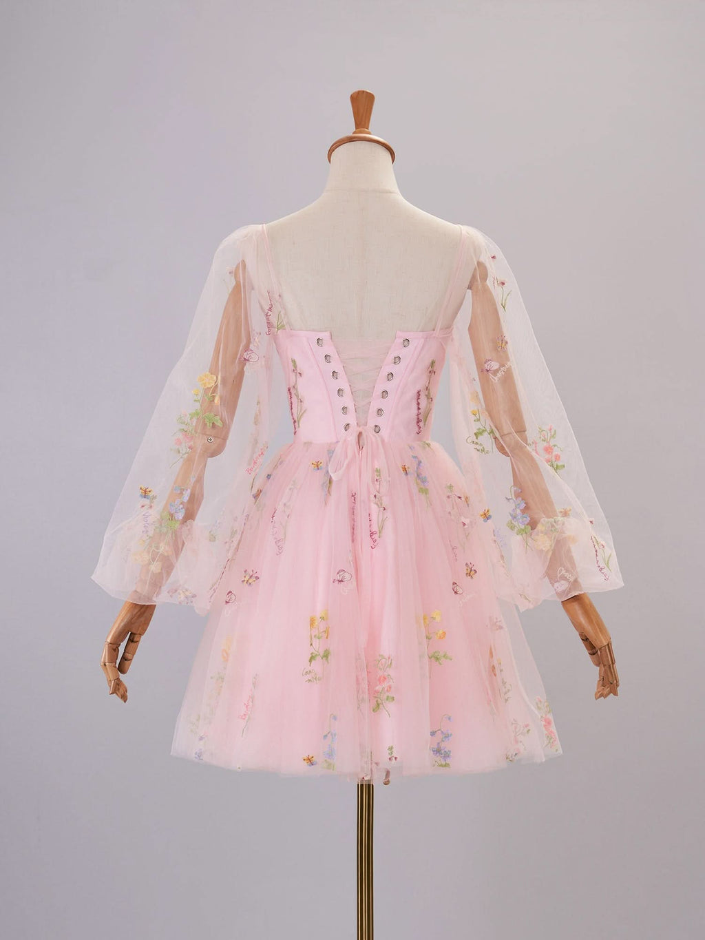 Charming Sweetheart Embroidery Short-Length Tulle Puff Sleeves Cocktail Dress BM bride