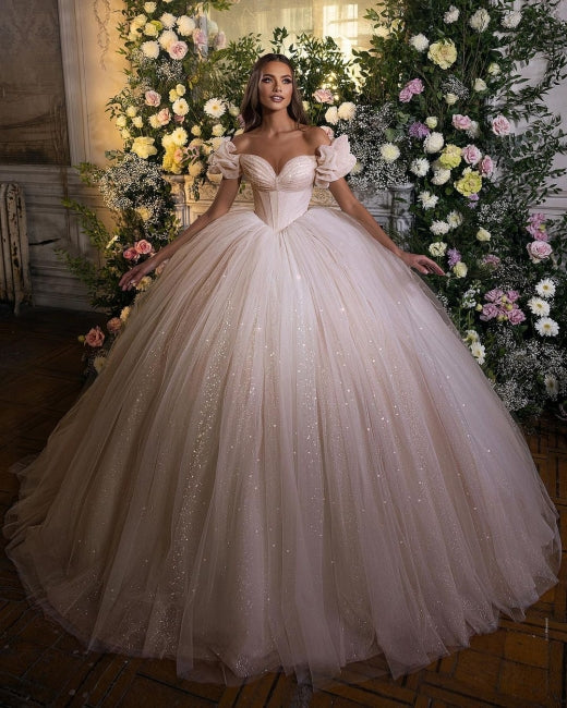 BMbride Princess Luxury Wedding Dresses Glitter with Lace BMbride