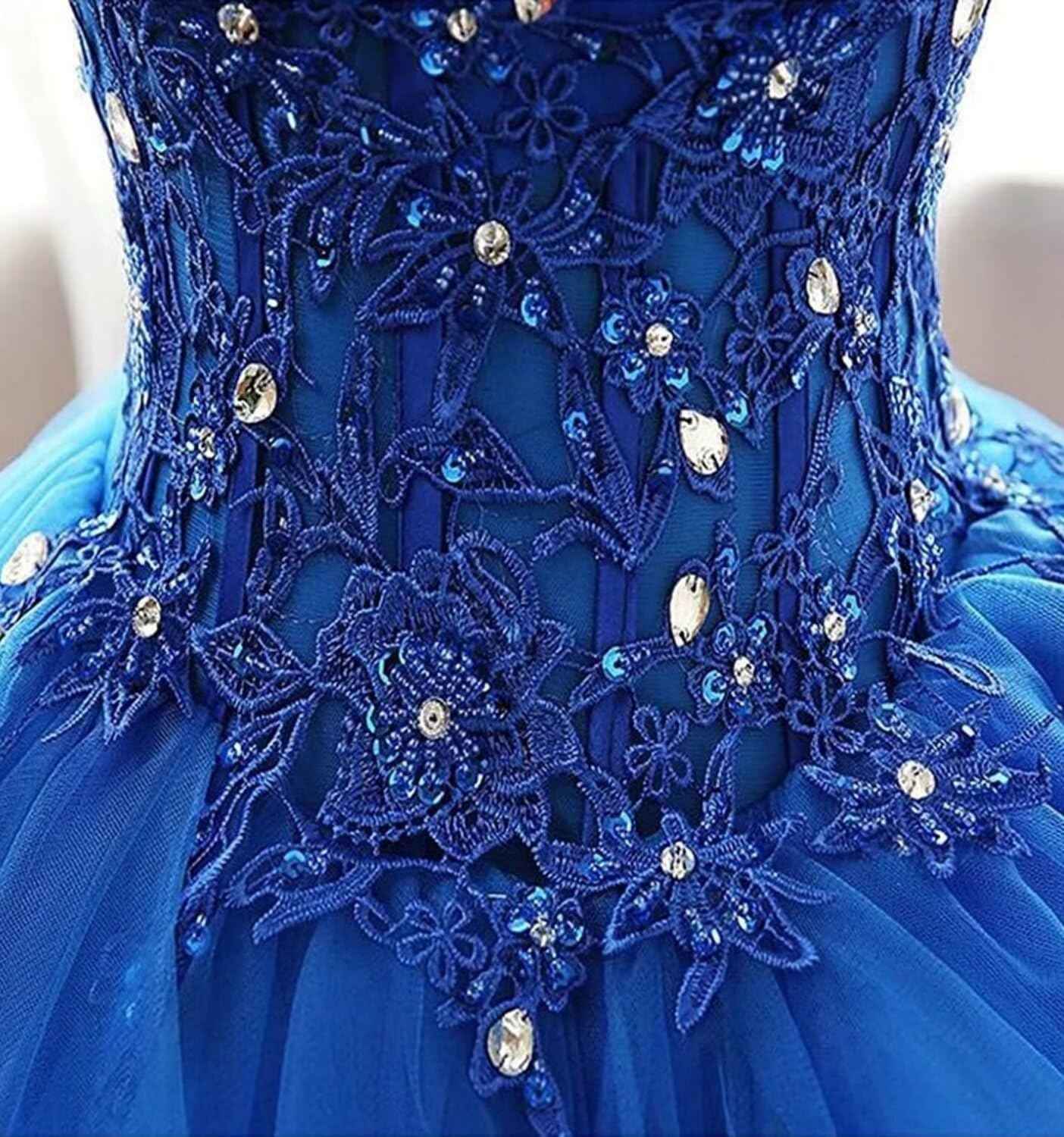 Prom Dress Long Ruffles Ball Gown Quinceanera Dresses Strapless Lace Tulle Beaded Princess Evening Dress - Bmbride
