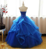 Prom Dress Long Ruffles Ball Gown Quinceanera Dresses Strapless Lace Tulle Beaded Princess Evening Dress - Bmbride