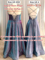Prom Dresses Long A Line with Pockets Formal Evening Ball Gowns Side Slit Glitter Party Dress - Bmbride