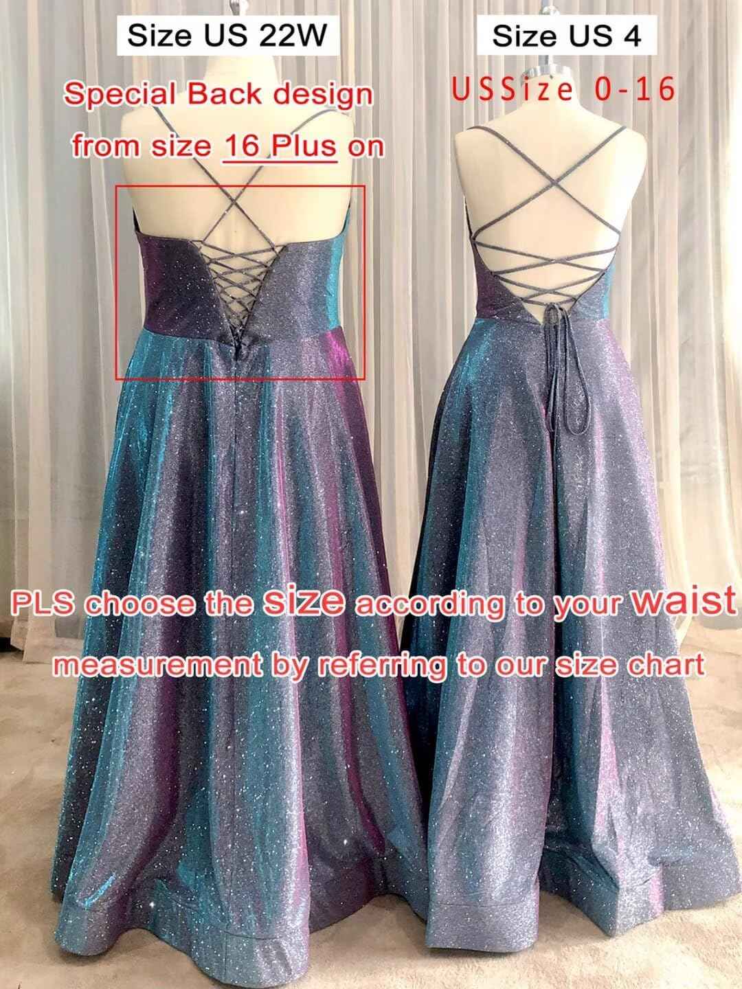 Prom Dresses Long A Line with Pockets Formal Evening Ball Gowns Side Slit Glitter Party Dress - Bmbride