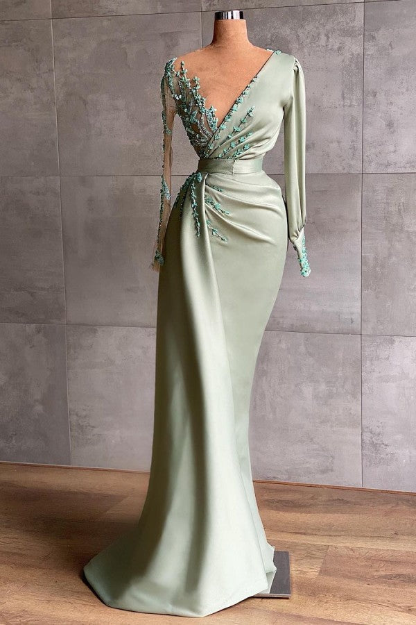 BMbride Prom dresses long mint green Evening dresses with sleeves BMbride
