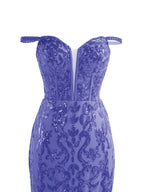 Stunning Purple Sheath Sequins Long Prom Dress with a Captivating Slit BM bride