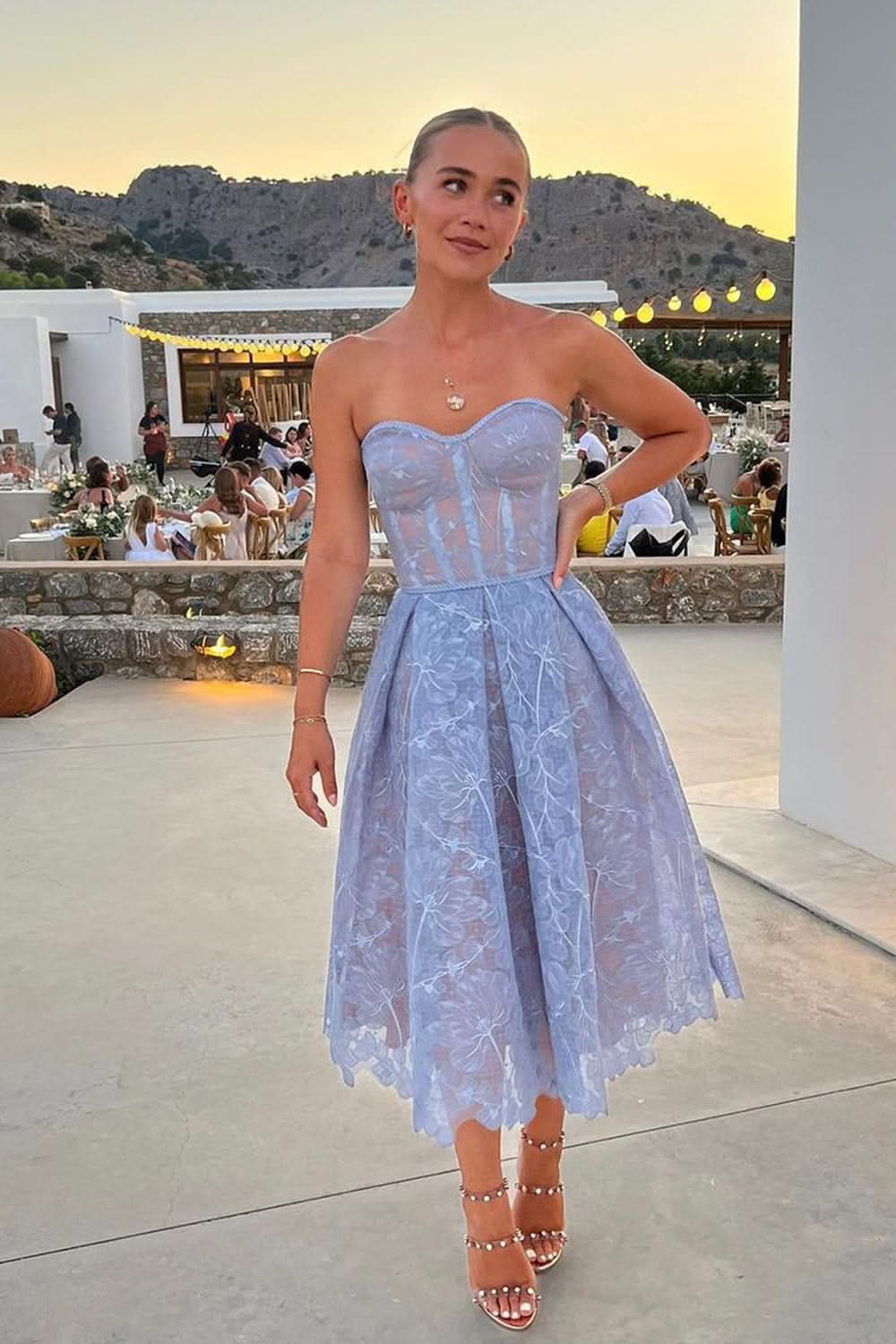 Trendy Sheath Spaghetti Straps Blue Corset Homecoming Dress with Stylish Tassel Accents BM bride