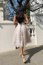 Trendy Sheath Spaghetti Straps Blue Corset Homecoming Dress with Stylish Tassel Accents BM bride