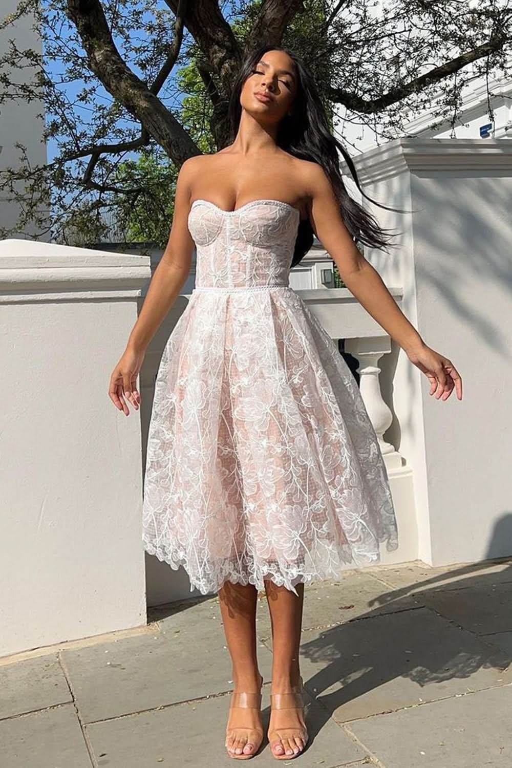 Trendy Sheath Spaghetti Straps Blue Corset Homecoming Dress with Stylish Tassel Accents BM bride