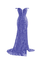 Stunning Purple Sheath Sequins Long Prom Dress with a Captivating Slit BM bride