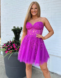 Yasmin |A-line Appliques Corset Homecoming Dress BM bride