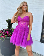 Yasmin |A-line Appliques Corset Homecoming Dress BM bride