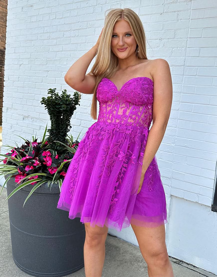 Yasmin |A-line Appliques Corset Homecoming Dress BM bride