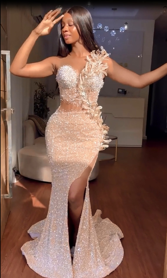Sweetheart Mermaid Sequins Formal Dresses Long With Slit for a Dazzling Look BM bride