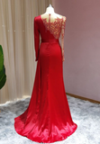 BMbride Red Long Prom Dresses | Evening dresses with sleeves BMbride