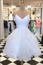 Elegant Red Ruffled Tulle Short Homecoming Dress BM bride