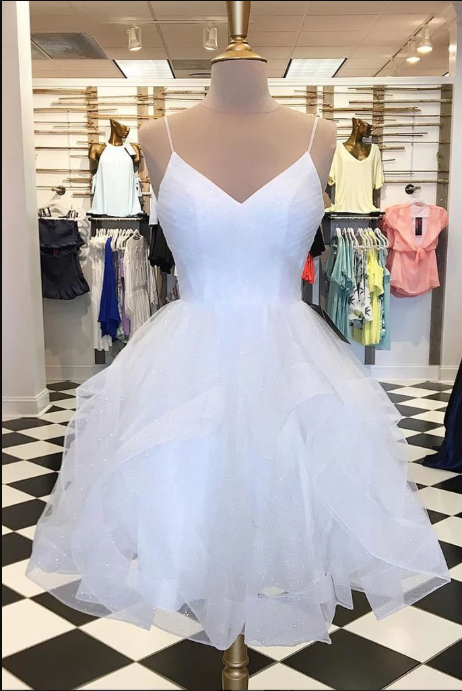 Elegant Red Ruffled Tulle Short Homecoming Dress BM bride