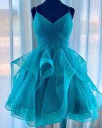 Elegant Red Ruffled Tulle Short Homecoming Dress BM bride