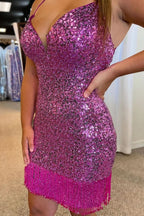 Delightful Bodycon Blue Sequins Lace Homecoming Dress BM bride