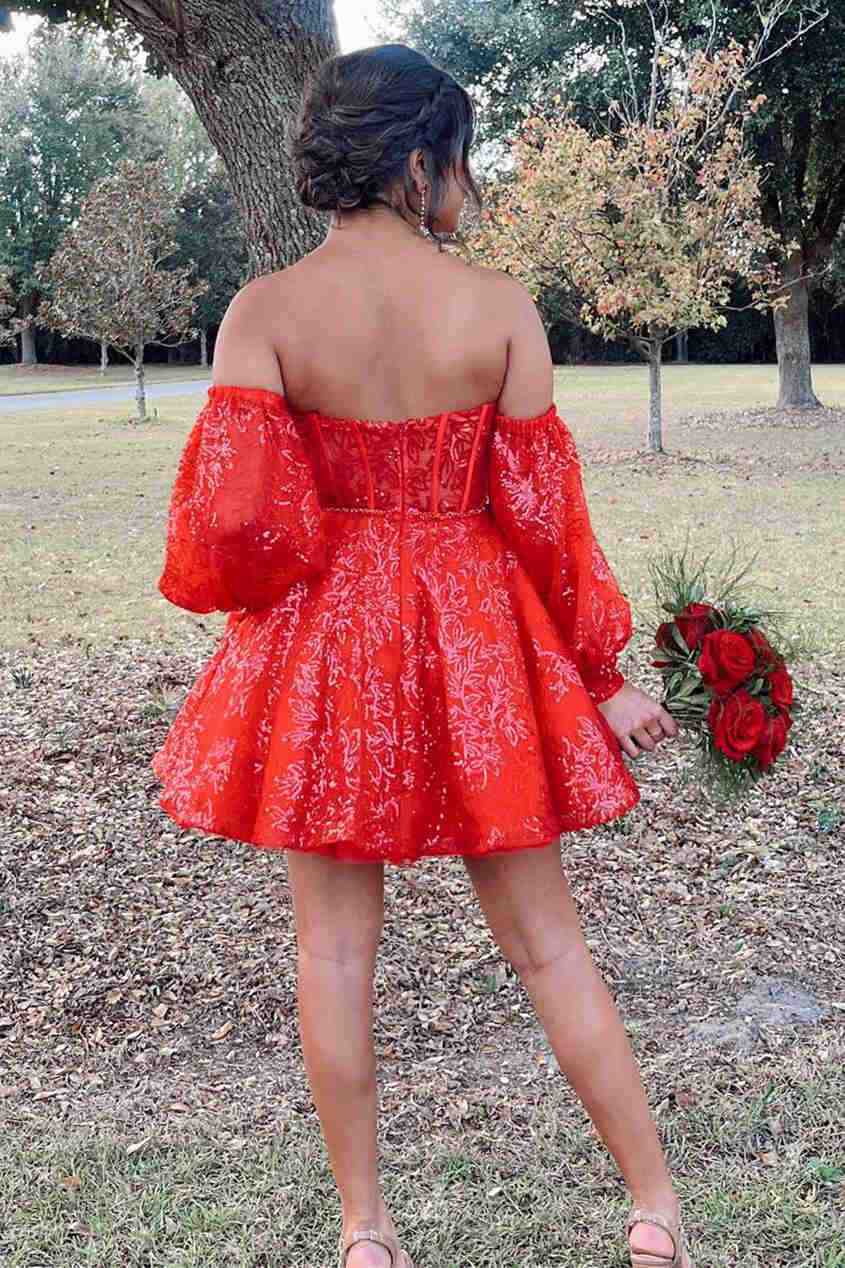 Lorna |A Line Sweetheart Corset Homecoming Dress with Sleeves BM bride