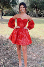 Lorna |A Line Sweetheart Corset Homecoming Dress with Sleeves BM bride