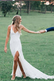 BMbride Romantic Boho Deep U Neck Backless Lace Pretty Mermaid Elegant Wedding Dresses BMbride