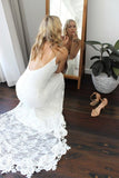 BMbride Romantic Boho Deep U Neck Backless Lace Pretty Mermaid Elegant Wedding Dresses BMbride