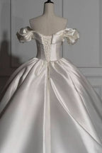 BMbride Romantic Off-the-shoulder Ball Gown Satin Wedding Dresses BMbride