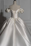 BMbride Romantic Off-the-shoulder Ball Gown Satin Wedding Dresses BMbride