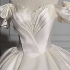 BMbride Romantic Off-the-shoulder Ball Gown Satin Wedding Dresses BMbride